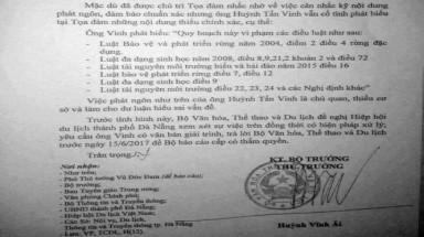   Yêu cầu thu hồi văn bản đề nghị xử lý "phát ngôn về Sơn Trà"
