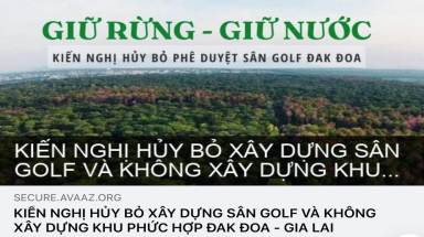  Kiến nghị hủy bỏ việc xây dựng sân golf và không xây dựng khu phức hợp Đak Đoa, Gia Lai