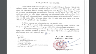  Bộ Y tế vào cuộc vụ “xin đi Mỹ điều trị, BV Chợ Rẫy gây khó dễ khiến bệnh nhân tử vong”