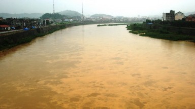   Sông Hồng đỏ ngầu bùn đất 