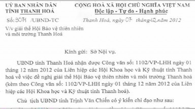  Vì sao phải giải thể Hội Bảo vệ thiên nhiên và Môi trường tỉnh Thanh Hóa?