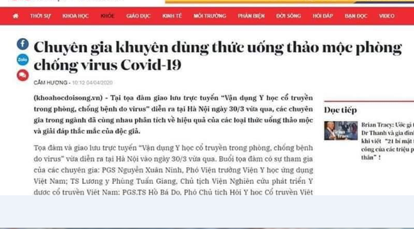 Bộ[-]Y[-]tế:[-]Cẩn[-]trọng[-]thông[-]tin[-]"trà[-]thanh[-]nhiệt[-]Dr[-]Thanh[-]dự[-]phòng[-]COVID-19"